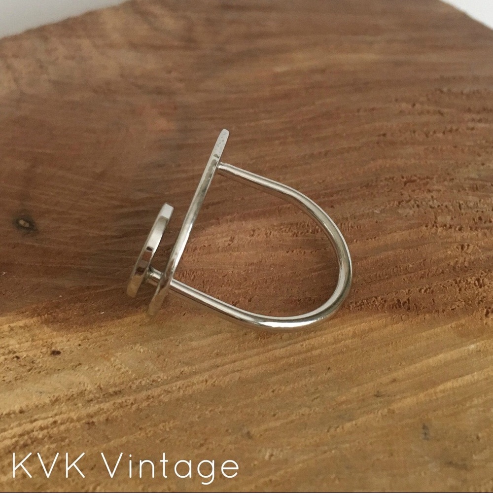 Silver Oval Button Ring - Vintage Ring - image 2